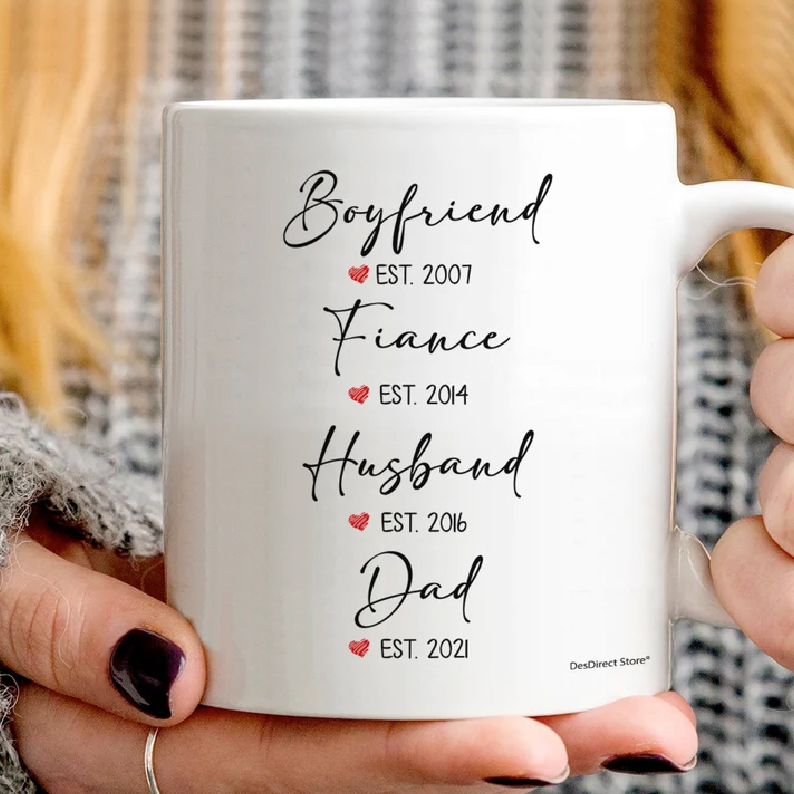 Personalized Boyfriend Fiance Husband Dad Pregnancy Announcement Reveal Mug Fathers Day Custom Mug